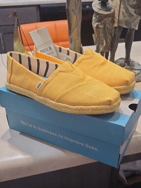 Toms Yellow Canvas Espadrille Flats